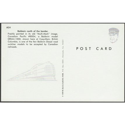 Canadian Pacific Baldwin DRS44-1000 #8004 at Coquitlam - Railcards Postcard