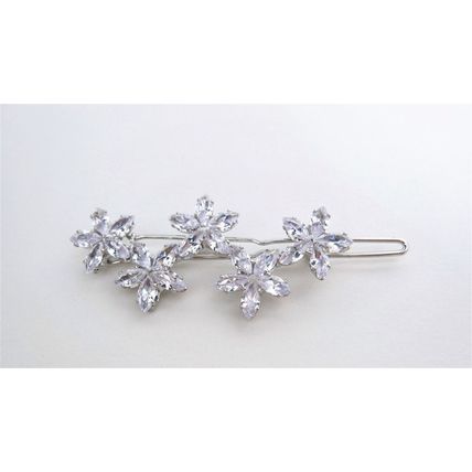 Small crystal flowers hair pin barrette bridal clip for fine thin hair