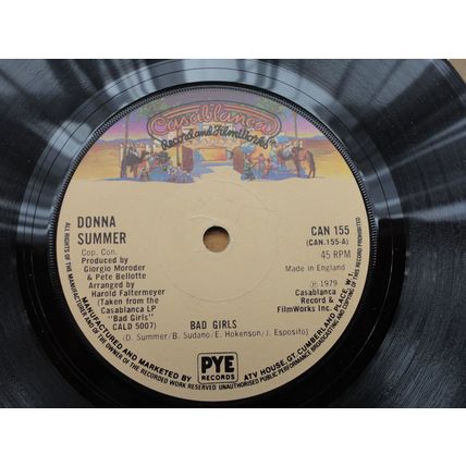 Donna Summer 1979 7" Vinyl Single Bad Girls b/w On My Honour