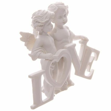 Beautiful White Cherubs Holding LOVE Figurine Ornament