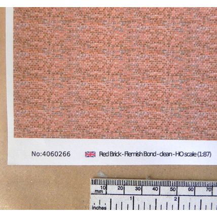 Papier "Brique rouge - Flamand bond -propre" - pour HO gauge-échelle 1:87-A4