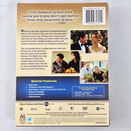 Brothers and Sisters TV Series- 2008 Release - 2nd Season- 5 Disc DVD Set - Used