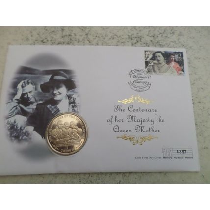 2000 Isle of Man Centenary of the Queen Mother 1 One Crown Coin Cover