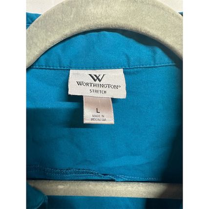 Vintage 80s Worthington Women's Blue Sleeveless Ruffle Blouse Size L