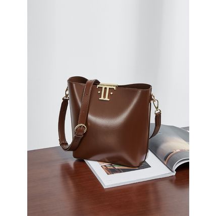 Women's Genuine Leather Tote Shoulder Handbag Brown