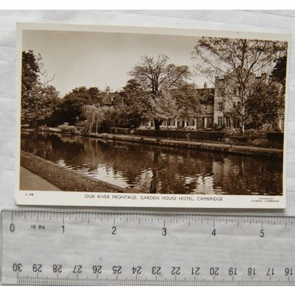 old postcard Our River Frontage, Garden House Hotel, Cambridge