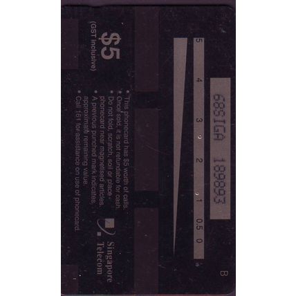Calendar(93,94,95,96,98) S'pore $5Telephone Card (Used)