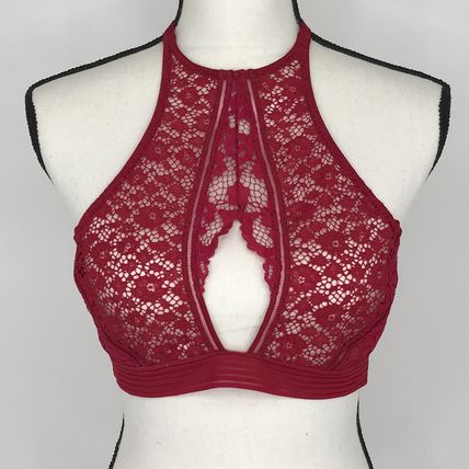 Victoria’s Secret Very Sexy Lace Bralette Halter Bra Burgundy Wine Sz Large