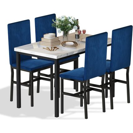 Hooseng Dining Table Set for 4- Space Saving Kitchen Table and Chairs for 4, Mod
