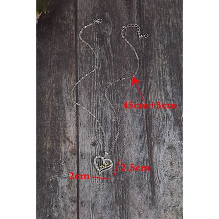 Silvery Rhinestone Mothers Day Heart Shape Alloy Necklace