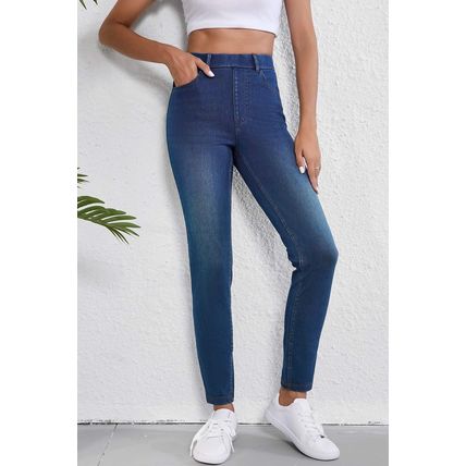 Ashleigh Blue Multiple Pockets Straight Leg Washed Stretchy Knit Casual Jeans