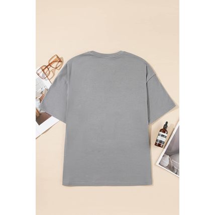 Medium Grey Stars Leopard Graphic Distressed Tee