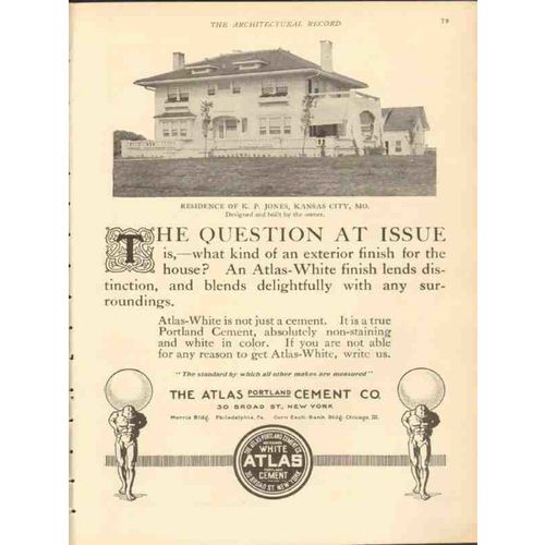 atlas portland cement company 1912 kp jones residence kc mo vintage ad