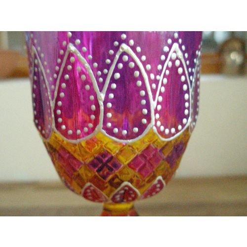 Colourful Pink, Purple & Yellow Hand Painted Glass