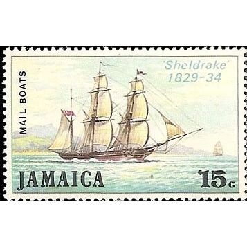 Jamaica 1974 Mail Packet Boats 15c Sheldrake Unmounted Mint SG 382 Sc 381 stamp