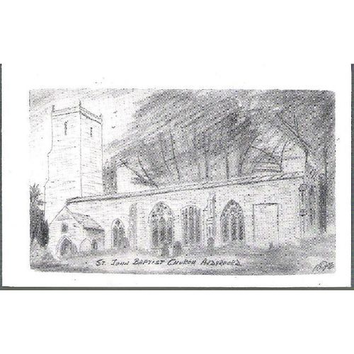 Alderford, Norfolk - St. John the Baptist Church - art postcard c.1970s