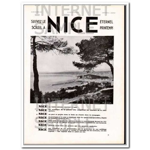 NICE FRANCE 1931 French travel sun eternal spring vintage ad