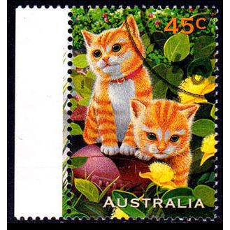 Australia 1996 Pets 45c Used Stamp. Animal Cats Kitten