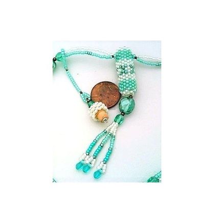 Light Blue Beaded Aroma Therapy Vial Necklace 2