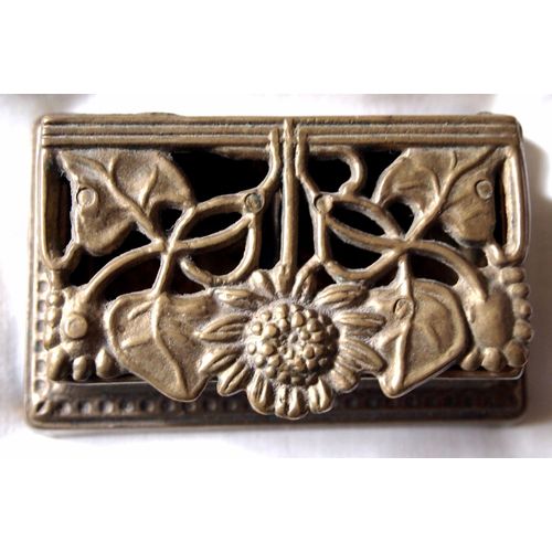 Reproduction compartmented stamp box with filigree floral design air vents