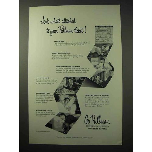1950 Pullman Car Ad - What's Attached to Your Ticket