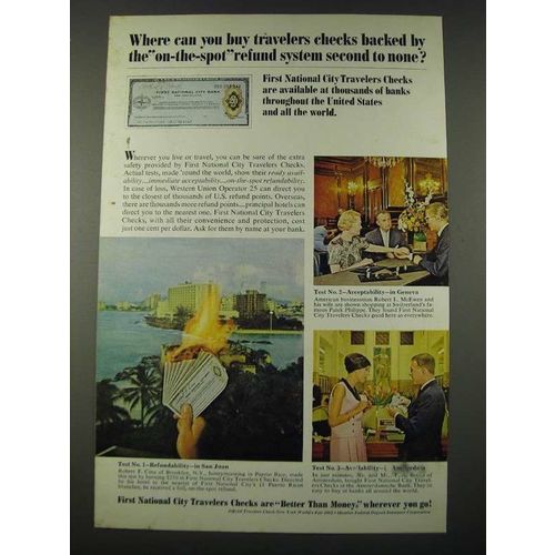 1965 First National City Travelers Checks Ad - On-the-Spot Refund