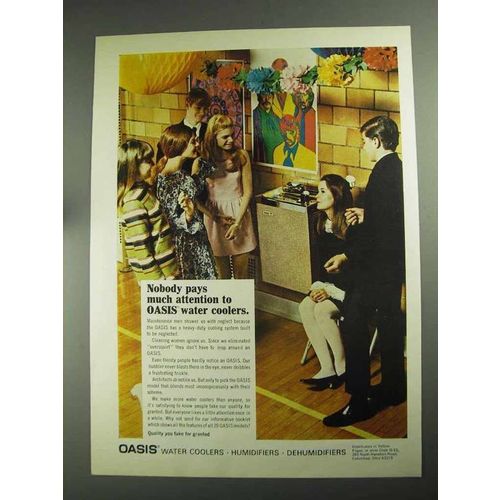 1968 Oasis Water Coolers Ad - Nobody Pays Attention