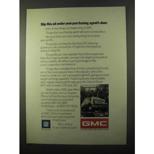 1971 GMC Astro 95 Truck Ad - Purchasing Agent's Door