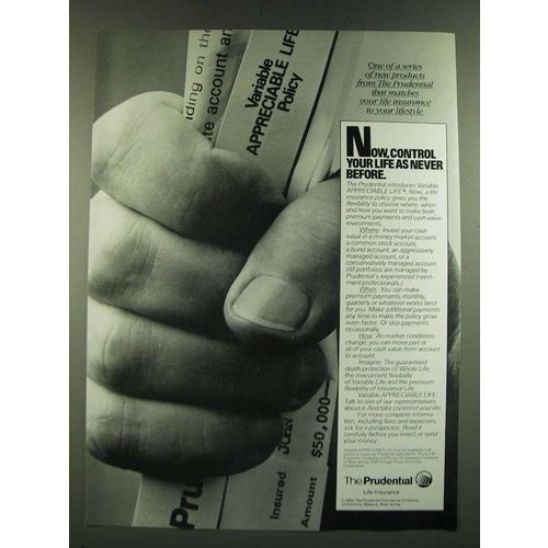 1986 The Prudential Insurance Ad - Now, Control Your Life as Never Before