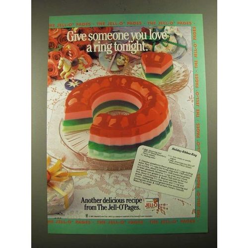 1987 Jell-O Gelatin Ad - Holiday Ribbon Ring Recipe