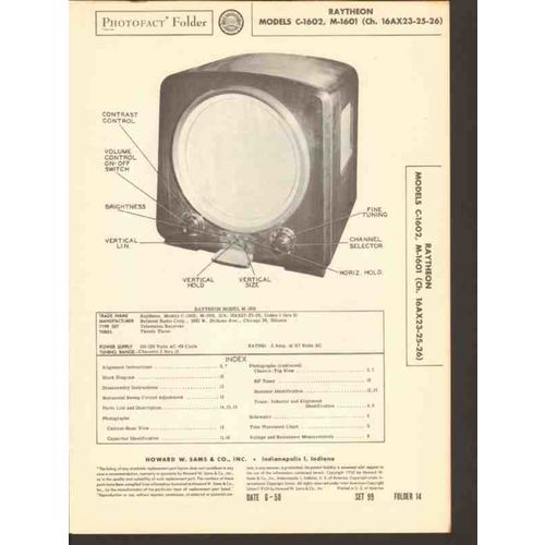 RAYTHEON model C-1602 M-1601 television receiver Sams Photofact manual