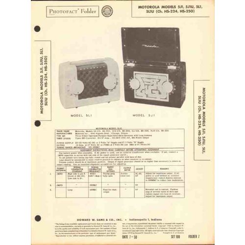MOTOROLA model 5J1 5J1U 5L1 5L1U 4 tube AM radio Sams Photofact manual