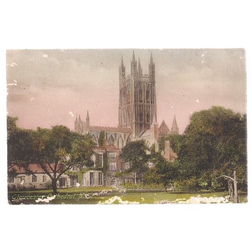 GLOUCESTER CATHEDRAL used antique postcard, by Frith & Co. Ltd.. 1912 postmark =