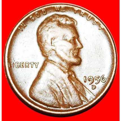WHEAT PENNY (1909-1958):USA★1 CENT 1956D LINCOLN 1809-1865★LOW START★NO RESERVE!