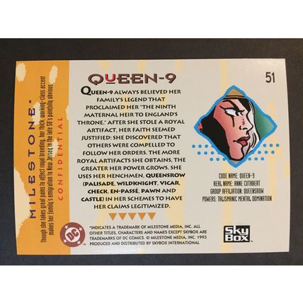 Milestone: The Dakota Universe trading card #51 (Queen-9)