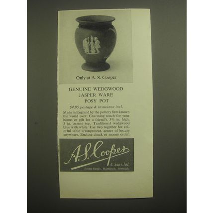 1959 A. S. Cooper Wedgwood Jaspwer Ware Posy Pot Ad - Only at A.S. Cooper