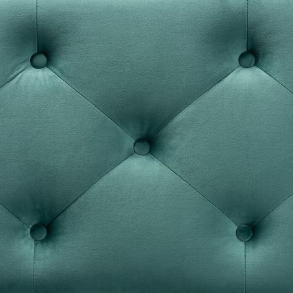 Padded Velvet Ottoman Storage Bed Bench Button-Tufted Nail Head Teal Blue Gray