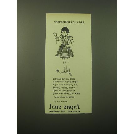 1948 Jane Engel Jumper Dress Advertisement