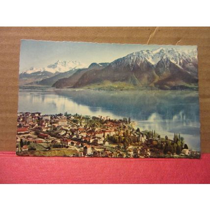 VEVEY, SWITZERLAND used vintage postcard posted in Leicester 1962 pm =