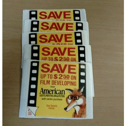 American Lights/Filters Cigarettes Collectible Advertising Film Developing Coupo