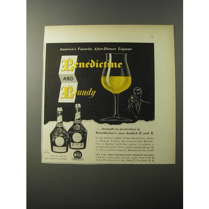 1953 Benedictine Liqueur Ad - America's favorite after-dinner liqueur