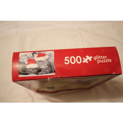 CHRISTMAS CATS 500 PIECE PUZZLE SEALED GLITTER PUZZLE