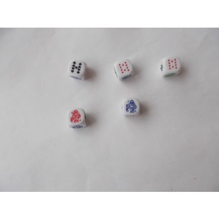 POKER DICE X 5 / BOXED AS SHOWN WHICH IS DOG EARED (31/01)