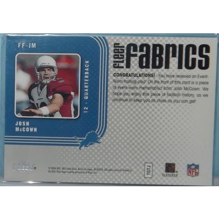 2006 Fleer JOSH MCCOWN (Lions) Fleer Fabrics jersey #FF-JM