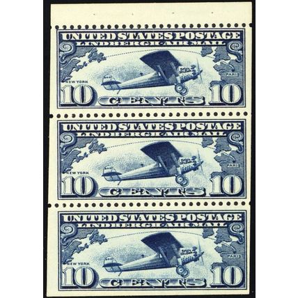 C10a, Mint VF NH 10¢ Lindbergh Airmail Booklet Pane - Stuart Katz