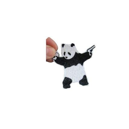 Gangster Panda Iron On Patch Embroidered Sew Badge 7.3cm x 6.5cm Applique P159