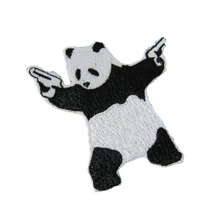 Gangster Panda Iron On Patch Embroidered Sew Badge 7.3cm x 6.5cm Applique P159