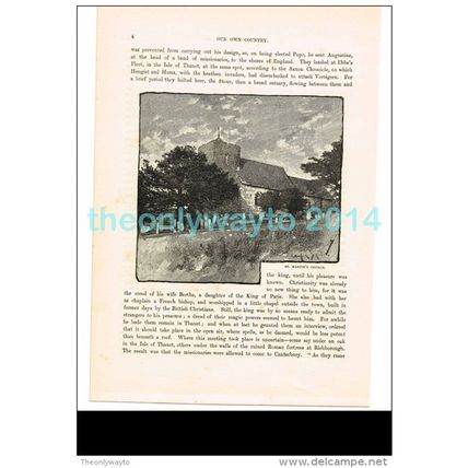 ST MARTINS CHURCH, CANTERBURY, KENT, ENGLAND, BOOK ILLUSTRATION (PRINT), 1882