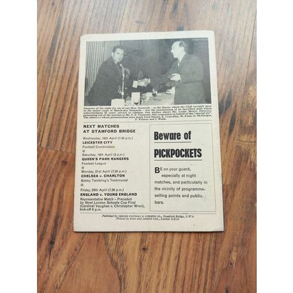 1968/69 Chelsea vs Arsenal, Division 1 - 14/4/1969 ** FREE P&P **