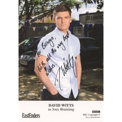 David Witts as Joey Branning Eastenders Hand Signed Cast Card Photo